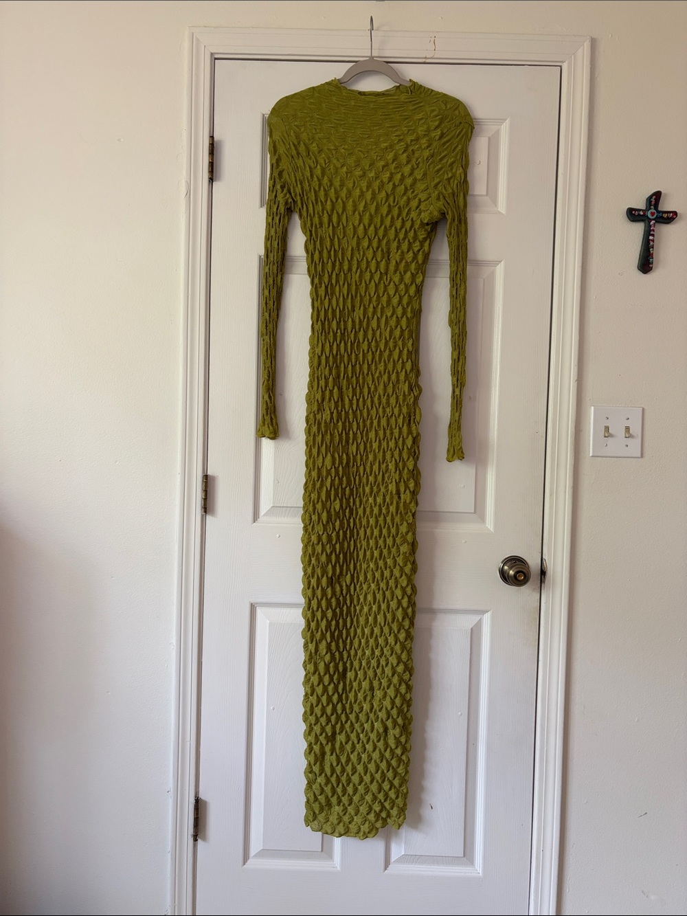 Fashion Nova Long-Sleeve Textured Knit Maxi Dress in Olive